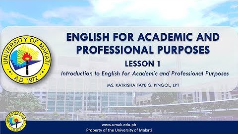 Lesson 1: Introduction to English for Academic and Professional Purposes | EAPP