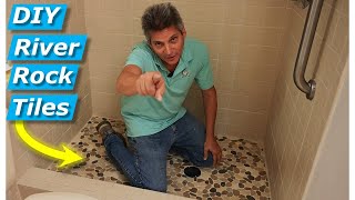 DIY Install River Rock Mosaic Tile, Fix Cracked Shower Floor Tiles