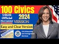 EASY Answer SLOW USCIS Official 100 Civics Questions and Answers US Citizenship Interview 2024