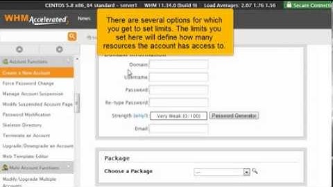 How to create a new hosting account in WHM