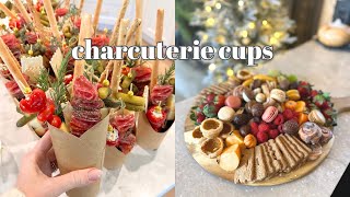 easy holiday foods🎄: Charcuterie Cups + Dessert Grazing Board