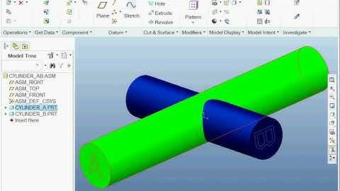 Tutorial  Create intersecting lines between two components in assembly - Creo