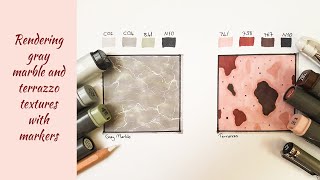 How to Render Gray Marble and Terrazzo Textures with Markers //Marker Rendering Tutorial //Part 2 Wealth