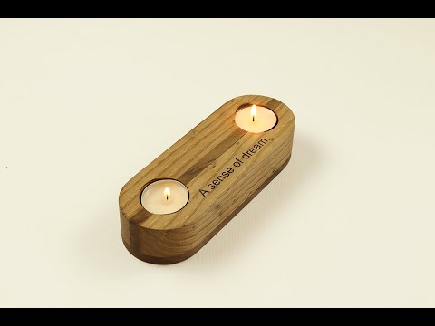 ხის სასანთლე ოვალური ფორმის, 2 სანთლის ჩასადებით - TR107