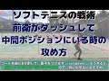 【ソフトテニスの戦略】前衛がダッシュして中間ポジションにいる時の攻め方【2019年全日本社会人】