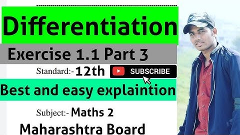 Differentiation Exercise 1.1 Part 3 Class 12 HSC Maths 2 Maharashtra board New syllabus 2021-22