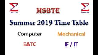 MSBTE summer 2019 Final Time Table