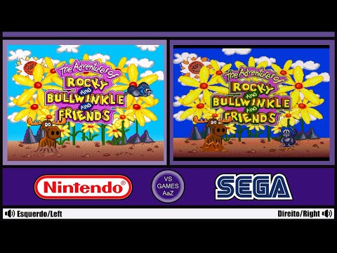 The Adventures of Rocky and Bullwinkle and Friends (SNES  VS Sega Genesis)Side By Side Comparison