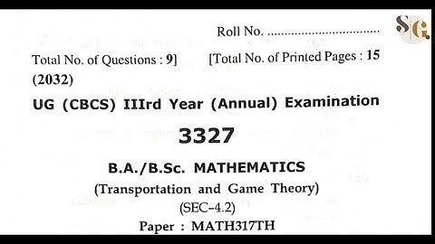 TRANSPORTATION AND GAME THEORY || B.A./B.Sc. 3RD YEAR ANNUAL 2022 EXAM || STUDY GUIDE #studyguide