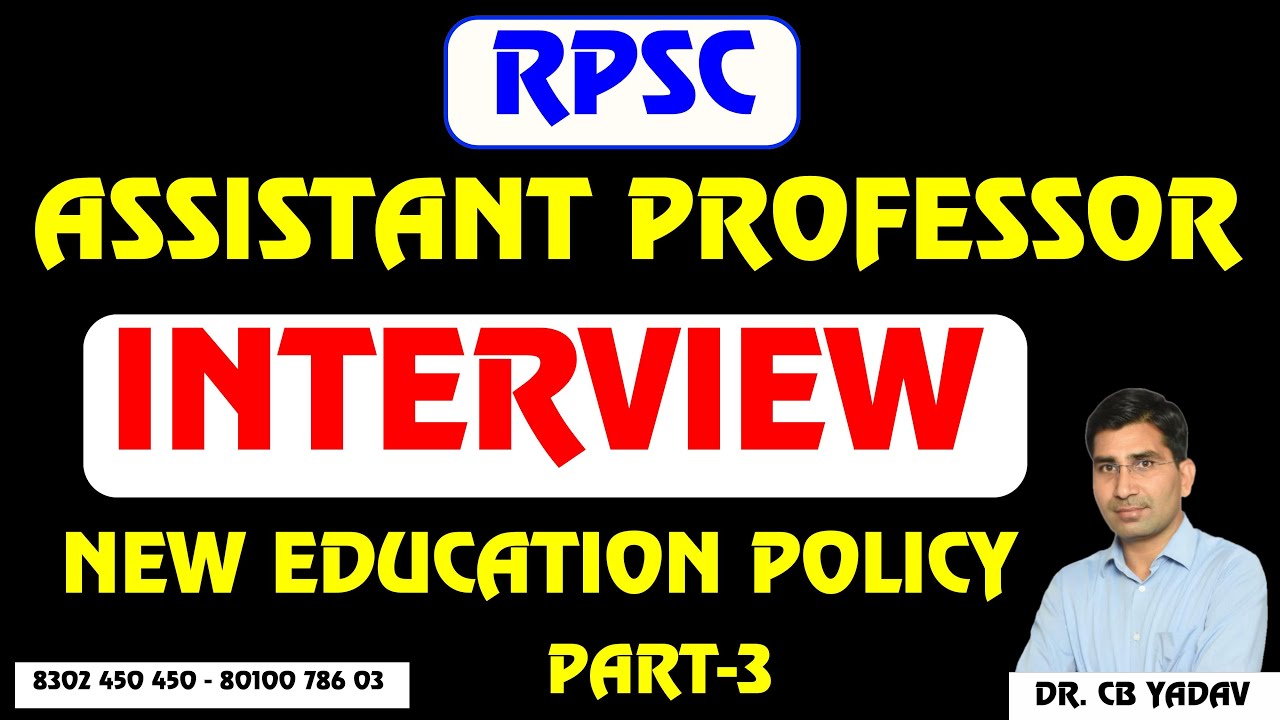 RPSC Assistant Professor Interview Guidance | New Education Policy-3 | DR. CB Yadav Sir | ZENITH