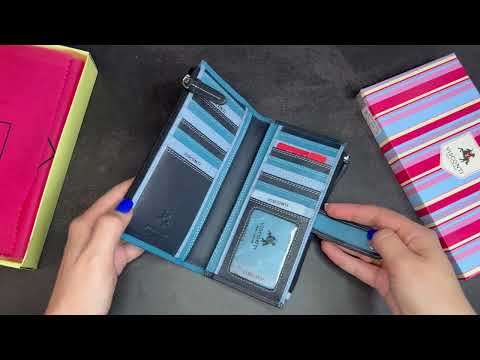 Блакитний шкіряний гаманець Visconti RB100 BLUE M Bermuda c RFID video