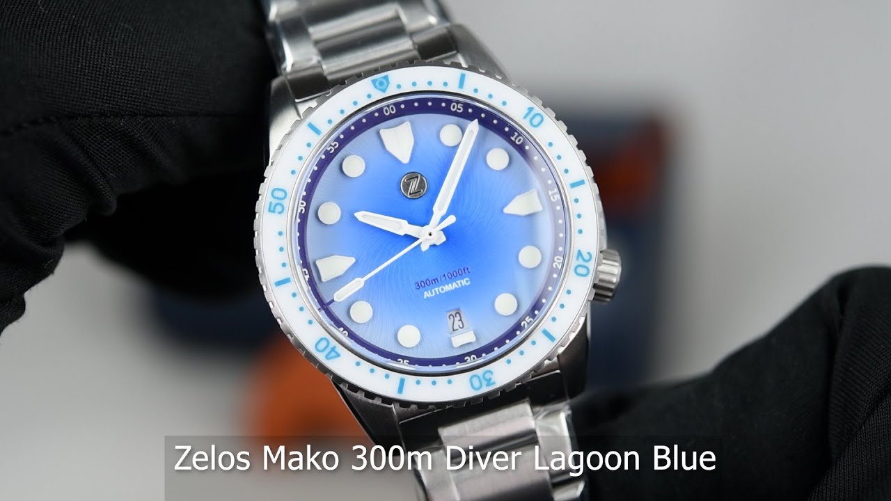 【mako.】 Zelos Mako 300m Diver Lagoon Blue - SeriousWatches.com
