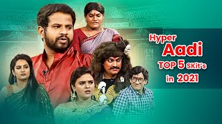 Hyper Aadi Top 5 Skits in 2021 | Jabardasth | 30th August 2023 | Hyper Aadi, Naga Babu, Roja