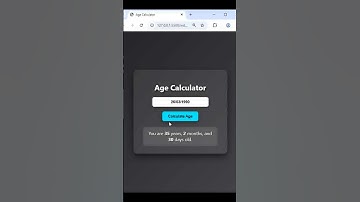 Age Calculator Using HTML CSS & JS || Age Calculator Project in JS #shorts