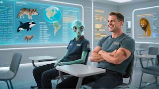 The Lesson Was on Earth’s Predators, The Alien Looked at the Human Next to Him and Felt Very Snall..