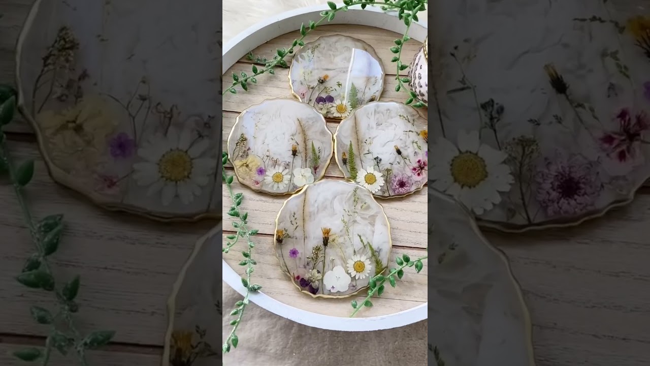 DIY resin coasters with dried pressed flowers - Gardening4Joy