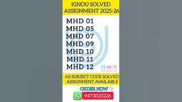 IGNOU mhd 01 TO 13  solved assignment 2025  | ignou all assignments pdf available 2025_26|#mttm