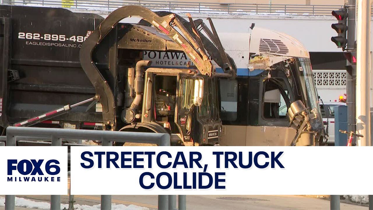 Milwaukee Hop streetcar crash; collision with garbage truck