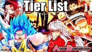 Anime Dimensions Simulator Update 7 Tier List