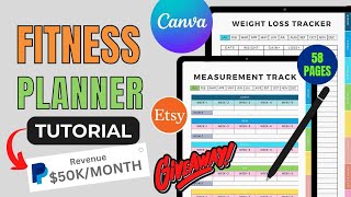 How To Create  Digital Planner in Canva ( Full Tutorial) |  Fitness Planner
