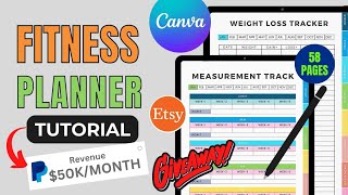 How To Create  Digital Planner in Canva ( Full Tutorial) |  Fitness Planner screenshot 1