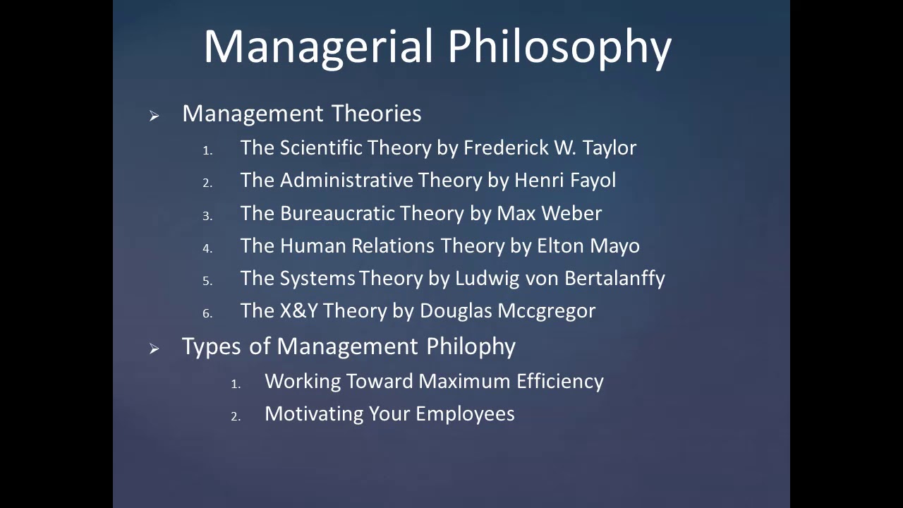 Managerial Philosophy
