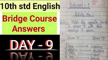 10th Class bridge course (setu abhyaskram) English day 9 ( statement 9) Activity No. 1