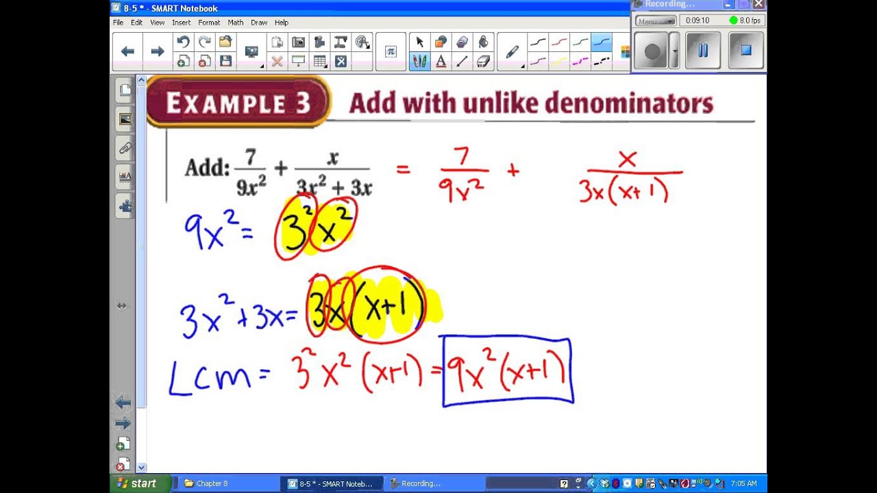 worksheet Algebra 2 Adding And Subtracting Rational Expressions Worksheet Answers algebra ii 8 5 add and subtract rational expressions youtube