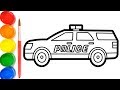 Cara Menggambar dan Mewarnai Mobil Polisi Untuk Anak