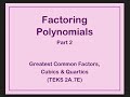 Factoring Polynomials Quiz