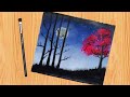 Watercolor painting || Cara melukis pemandangan pohon indah