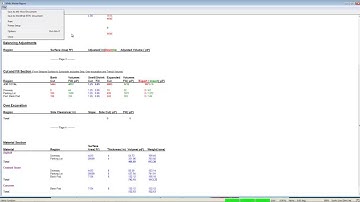 Generate onscreen Reports for earthwork estimates
