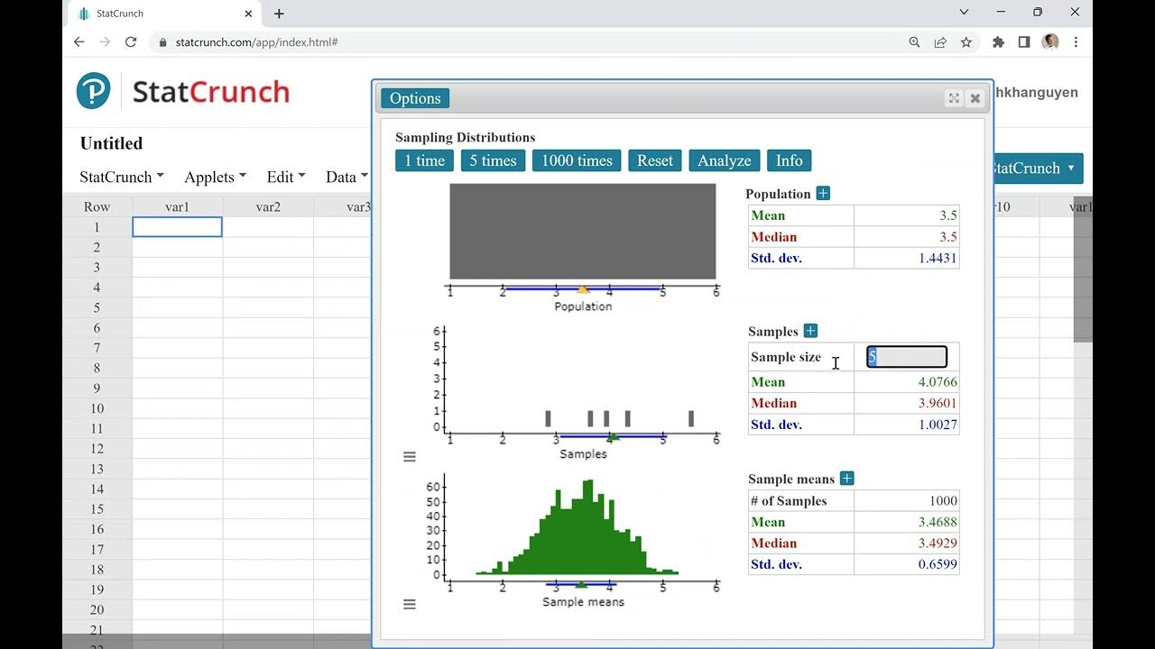 Ch7 How to Use StatCrunch to Simulate the Central Limit Theorem - YouTube