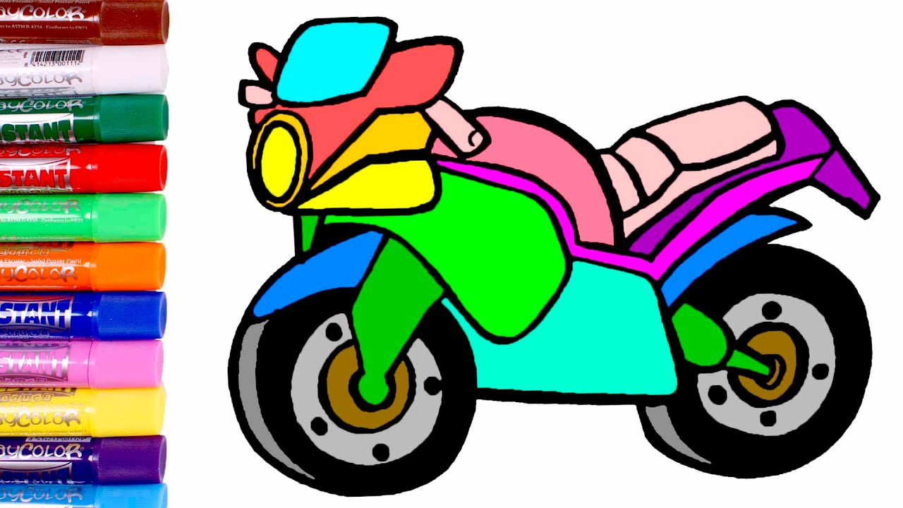 Dibuja y colorea una moto de arcoiris 🛵🎨🌈 Dibujos para colorear para  niños - thptnganamst.edu.vn