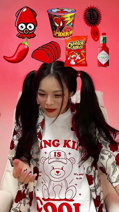 Random Red food MUKBANG🦑🍄 #shorts