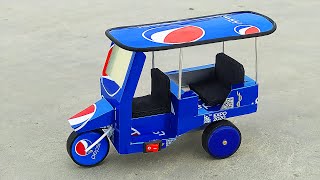 Make an Amazing TuK TuK Rickshaw with pepsi cans at home - DIY at home