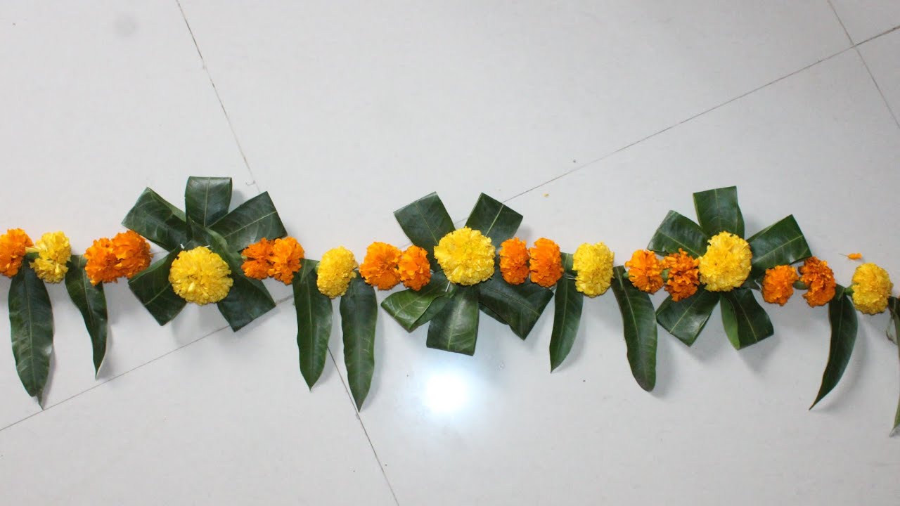 Festival Decoration ideas with mango leaves // Mango leaves thoran for ...