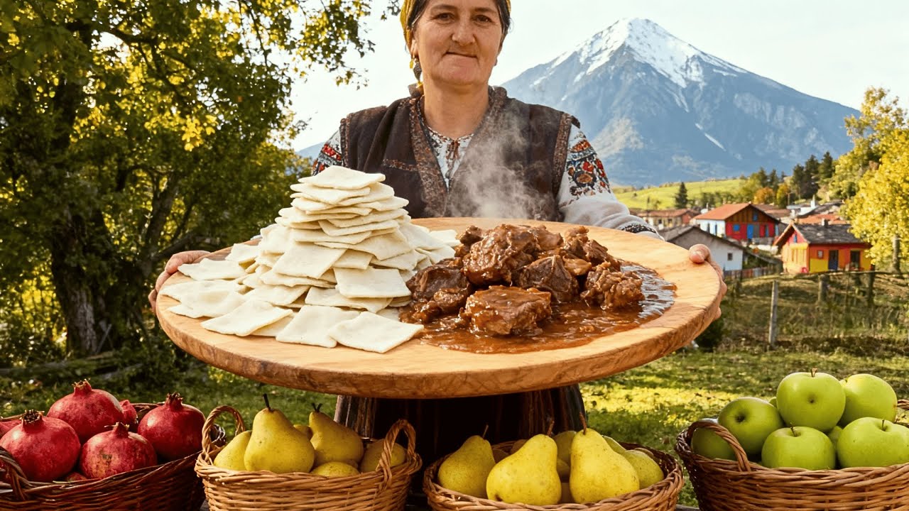 Veal Stew and Homemade Dough, Delicious Food of Country Life # ...