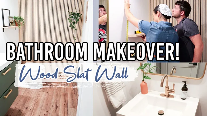 DIY SMALL BATHROOM MAKEOVER! | MODERN WOOD SLAT WA...
