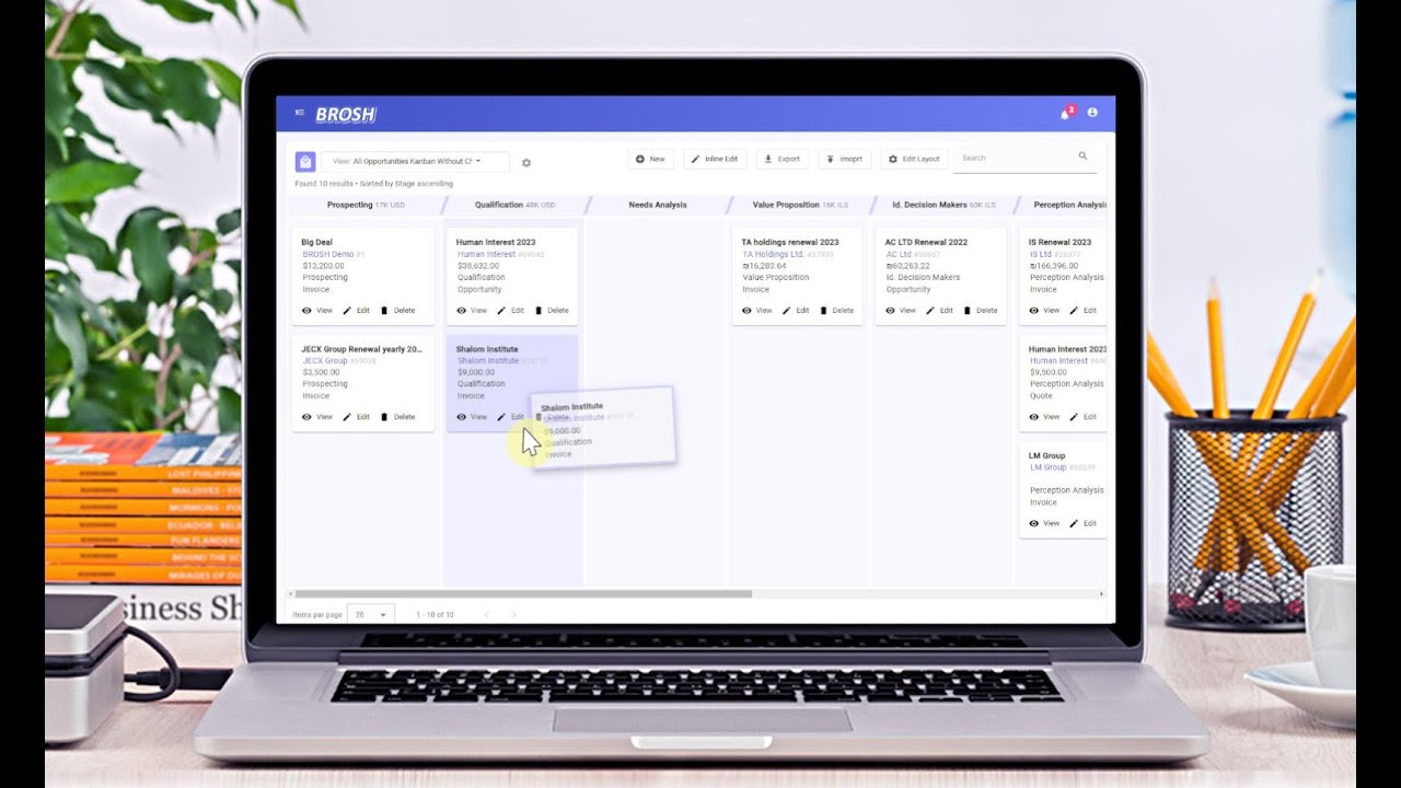 BROSH CRM - INTRO, smart kanbans and Calendars