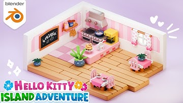 Watch Me Build Hello Kitty’s Bakery in Blender! 🎀 | 3D Timelapse