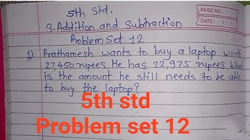5th std problem set 12 addition and subtraction chapter no.3 @sjtuitionclasses8229
