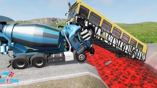Truck Man TGS | Truck VS Bus Vs Potholes Deep Water - BeamNG.Drive - Beamng 4 Crash