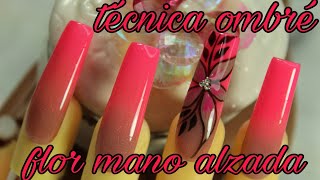 Técnica ombré|flor mano alzada fácil y rapido✓de hacer /colaborativo nailsbyelián