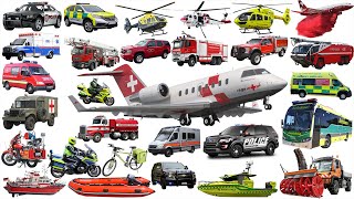 Emergency Vehicles - Rescue Trucks Name and Sounds | Police Car, Fire Truck, Ambulance | Tomato TV