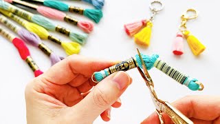 วิธีทำพู่จิ๋วพร้อมห่วงง่ายๆ - พวงกุญแจ, เครื่องประดับ | DIY Tassel making with ring