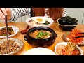 ASMR MUKBANG 요리먹방 :) 흔한 집 밥 먹방 (비빔밥과 된장찌개, 고추무침, 진미채, 멸치볶음, 김, 김치)