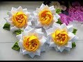 Нарциссы из лент Бантики Канзаши МК / Daffodils from ribbons Bows /Narcisos a partir de fitas. Laço