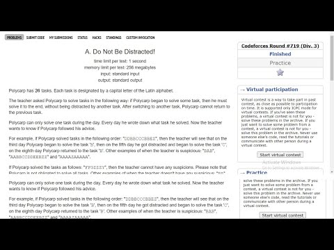 Do Not Be Distracted! | Codeforces Round #719 (Div. 3) | Easy Question 😍