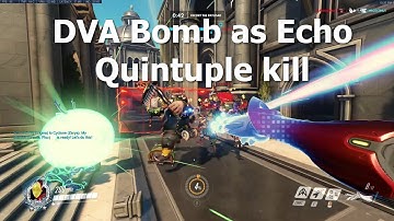 Overwatch| No Commentary| Echo Gameplay| DVA Bomb Quintuple Kill
